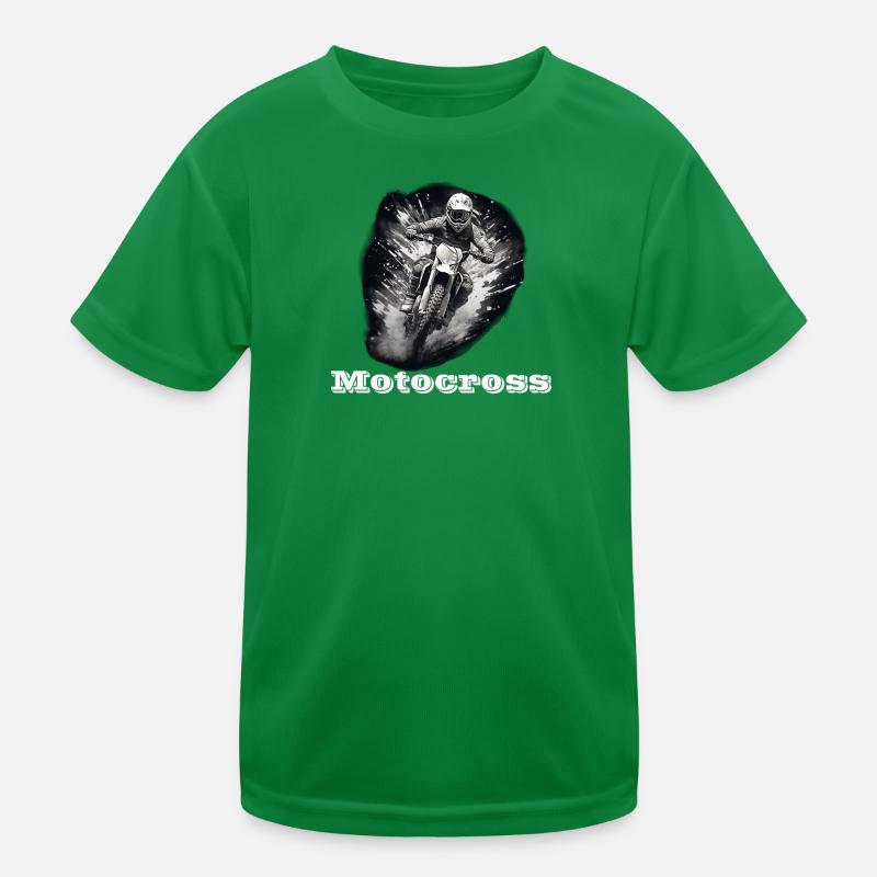 Motocross blanc T-shirt sport Enfant