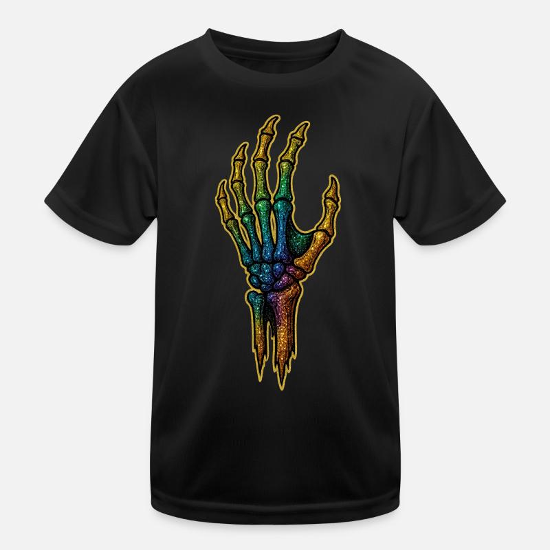 Regenbogen Knochenhand HALLOWEEN 🎃 Kinder Funktions-T-Shirt