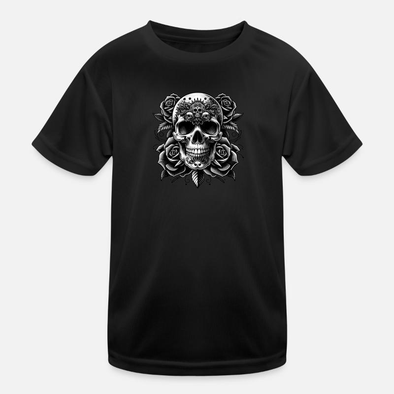 Crâne gothique et Roses Art T-shirt sport Enfant