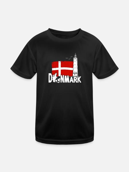 Denmark Blavand Fyr Lighthouse Holiday - Kids Functional T-Shirt - black - Front