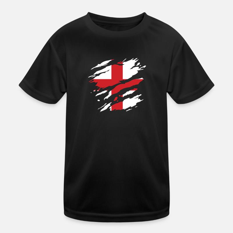 Angleterre - Drapeau national, rayures, fissures T-shirt sport Enfant