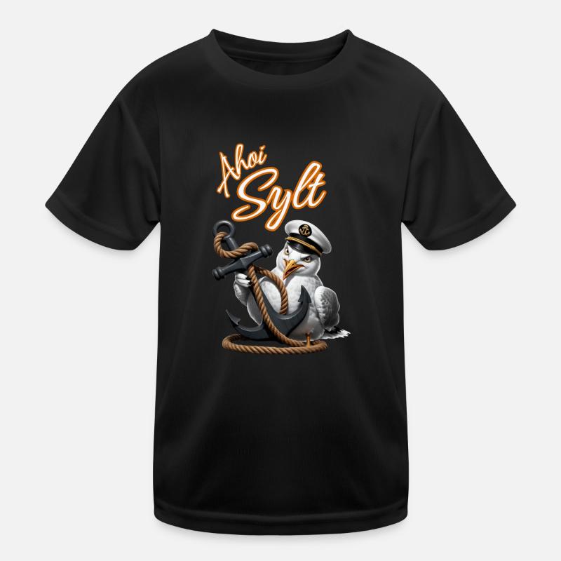 Ahoi Sylt Möwe mit Anker Kinder Funktions-T-Shirt