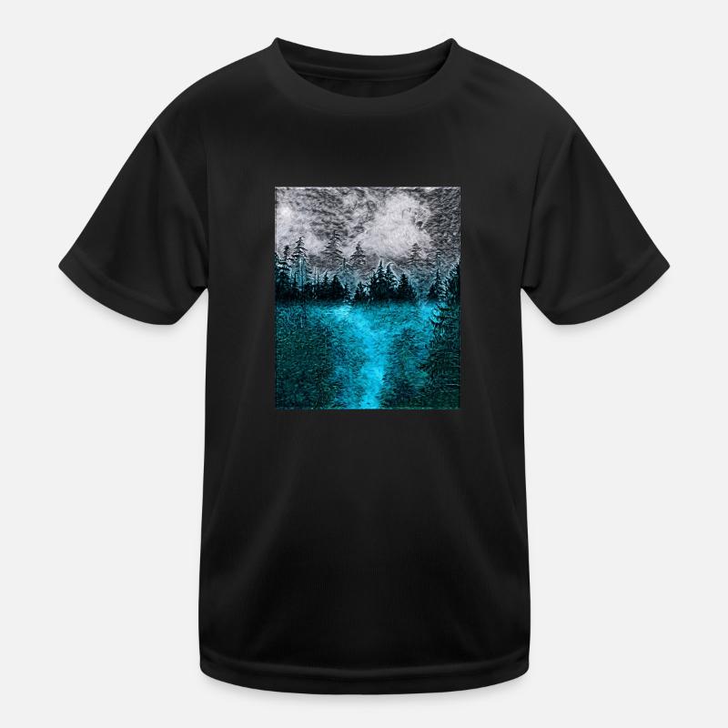 Tranquil Forest at Night Kids Functional T-Shirt