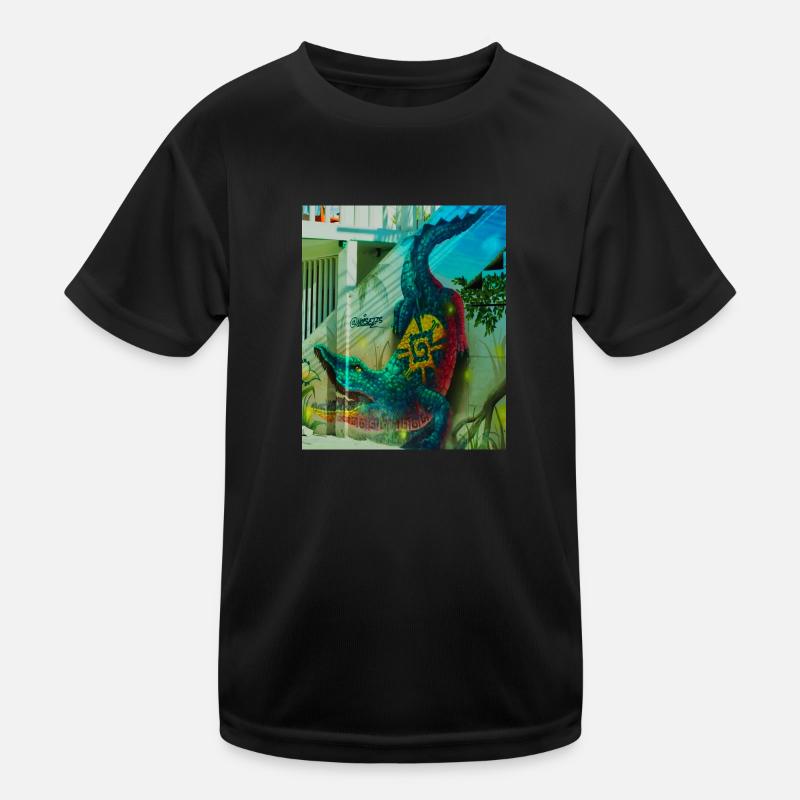 Peinture murale de crocodile, Mexico T-shirt sport Enfant