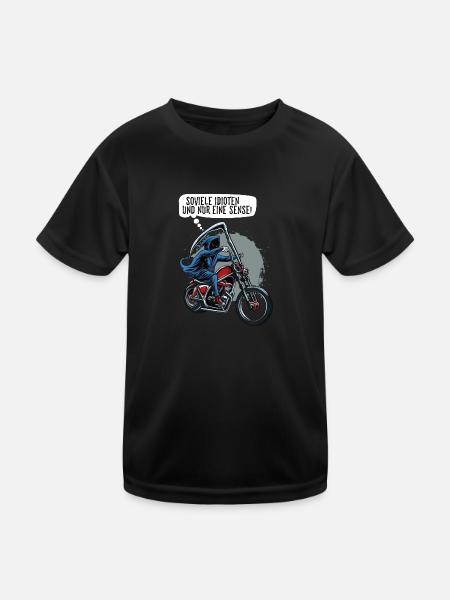 Soviele Idioten und nur eine Sense Sensenmann - Kinder Funktions-T-Shirt - Schwarz - Vorne