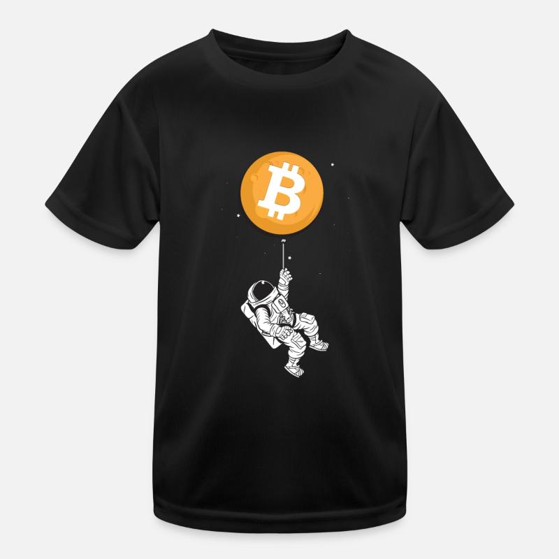 Astronaut Bitcoin - Kinder Funktions-T-Shirt - Schwarz