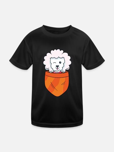 Caniche dans la poche Chiot Chiot Chien Amour - T-shirt sport Enfant - noir - Devant