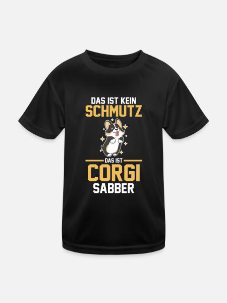 Hund Corgi - Kinder Funktions-T-Shirt - Schwarz - Vorne