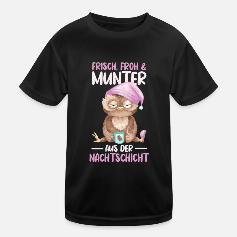 Eule Nachtschicht Schichtarbeiter Kinder Funktions-T-Shirt