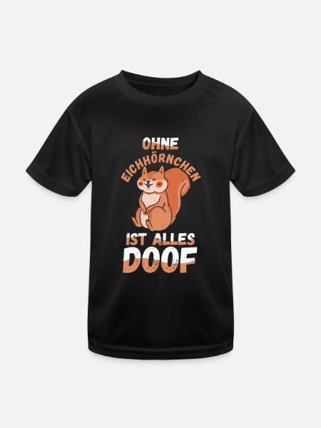 Eichhörnchen - Kinder Funktions-T-Shirt - Schwarz