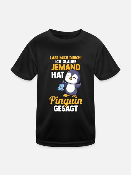 Pinguin - Kinder Funktions-T-Shirt - Schwarz - Vorne