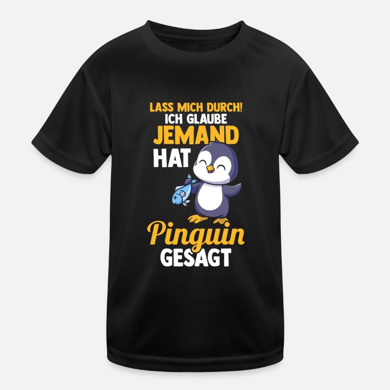 Pinguin - Kinder Funktions-T-Shirt - Schwarz