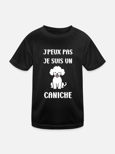 Humour chien petit caniche - T-shirt sport Enfant - noir - Devant