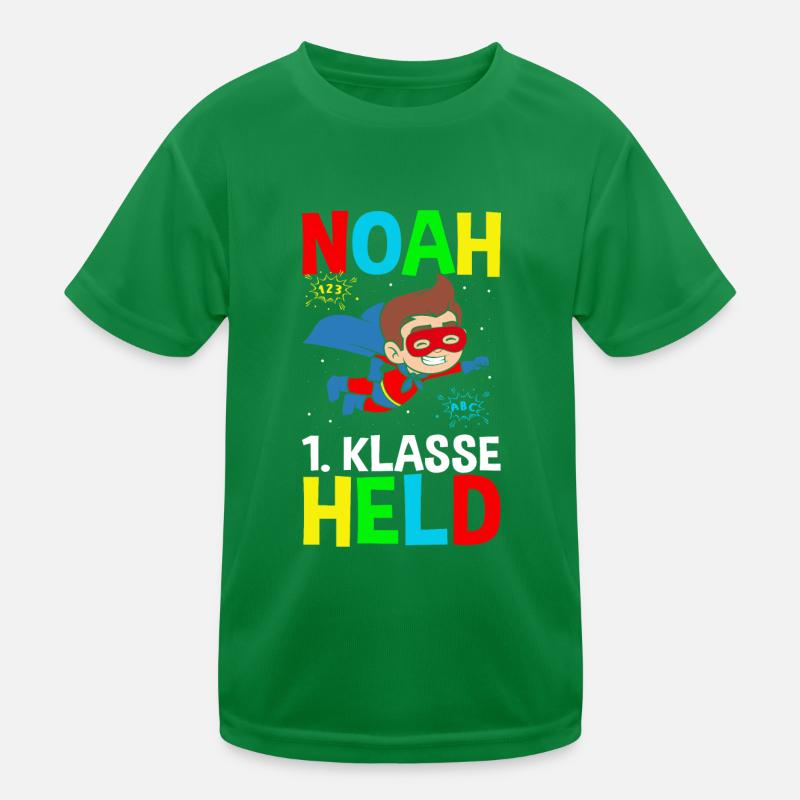 Schulkind Noah 1. Klasse Held Kinder Funktions-T-Shirt