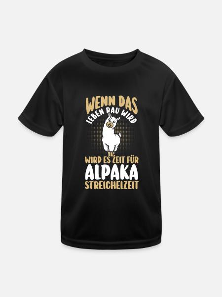 Alpaka - Kinder Funktions-T-Shirt - Schwarz