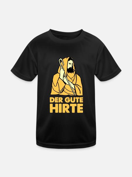 jesus hirte - Kinder Funktions-T-Shirt - Schwarz - Vorne