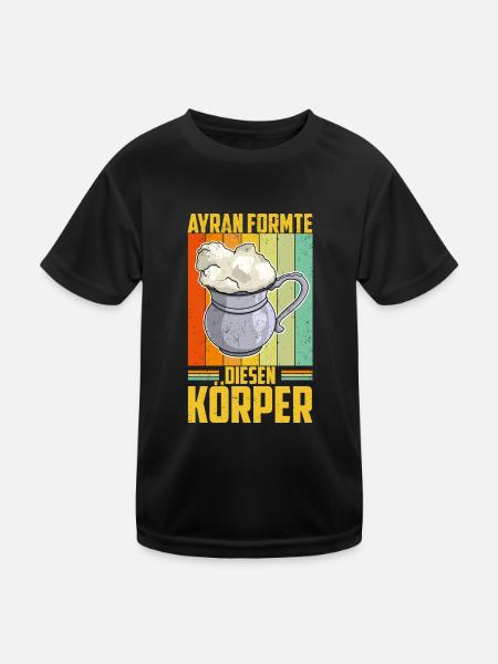 Ayran Döner Kebab Imbiss Getränk Türkei Salz - Kinder Funktions-T-Shirt - Schwarz - Vorne