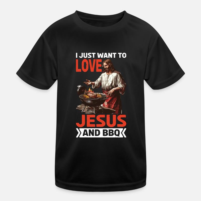 Je veux juste aimer Jésus et le barbecue 6 T-shirt sport Enfant