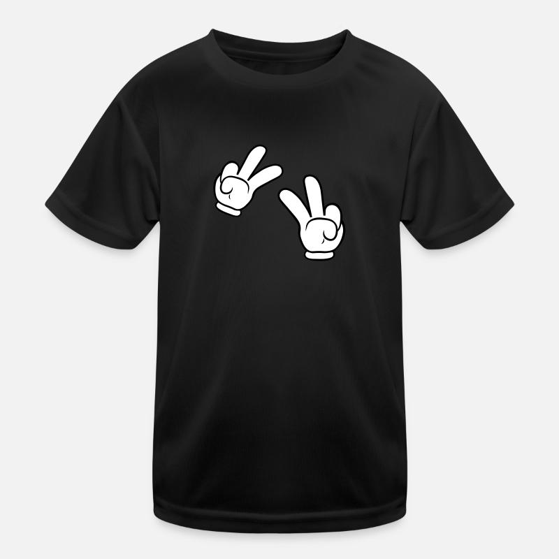 Comic Hands Peace Sign Kids Functional T-Shirt