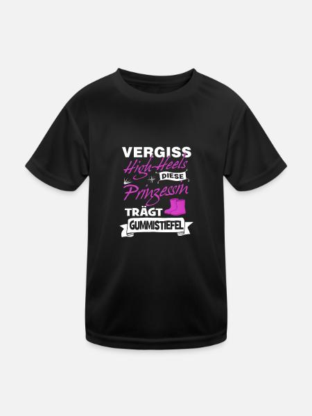 Landwirt Frau - Diese Prinzessin mit Gummistiefel - Kinder Funktions-T-Shirt - Schwarz - Vorne