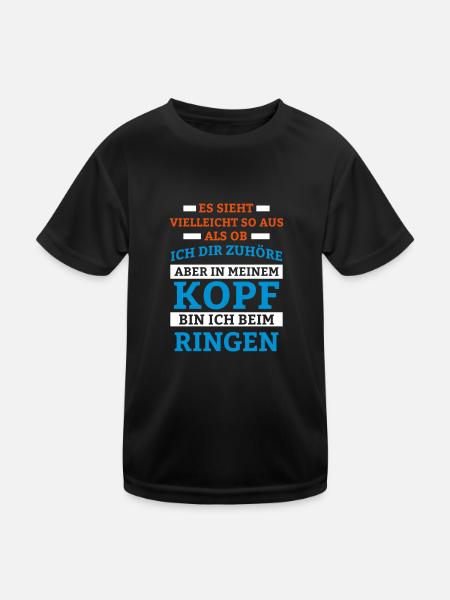 Ringen Sportart - Kinder Funktions-T-Shirt - Schwarz - Vorne