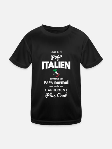 J'ai un papa Italien plus cool - T-shirt sport Enfant - noir - Devant