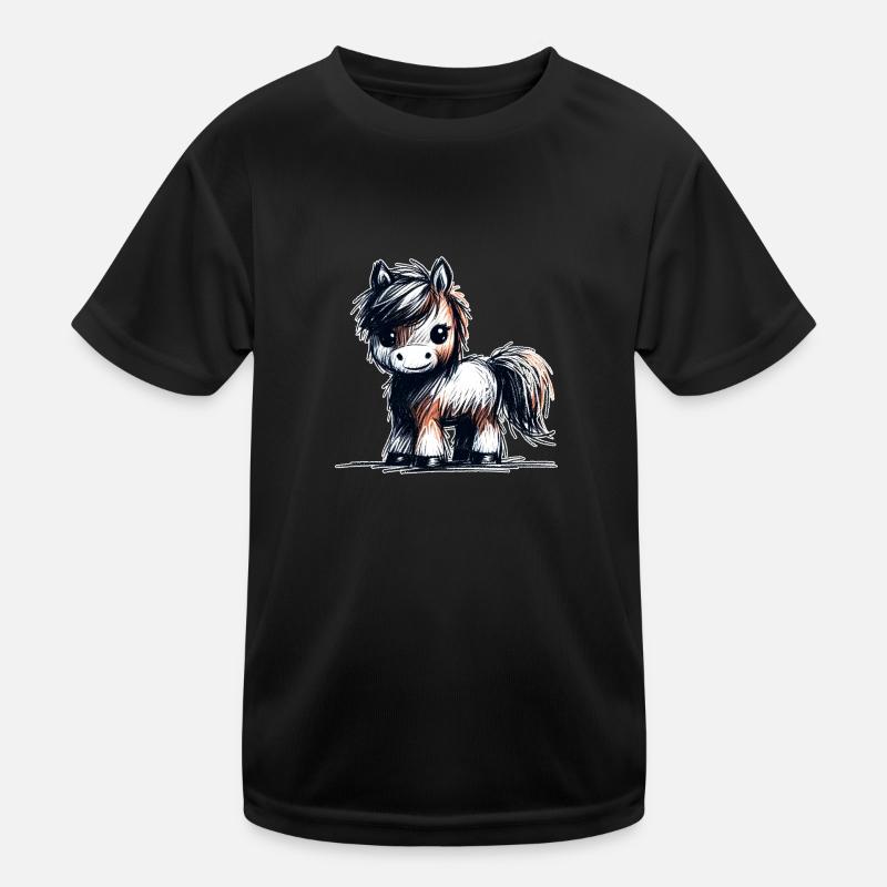 Pferdchen - Kinder Funktions-T-Shirt - Schwarz
