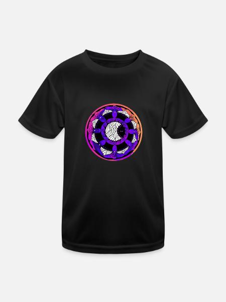 Mondmandala 5 lila orange pink - Kinder Funktions-T-Shirt - Schwarz