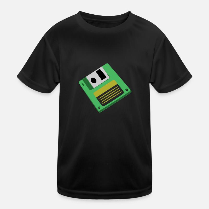 Diskette - Kinder Funktions-T-Shirt - Schwarz