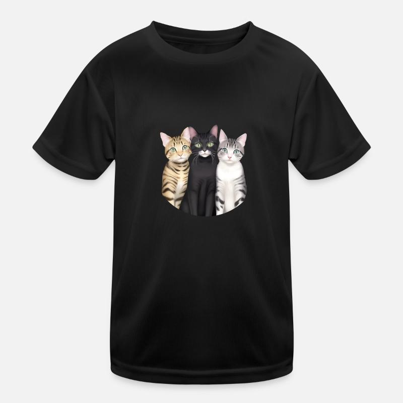 3 chats mignons - T-shirt sport Enfant - noir