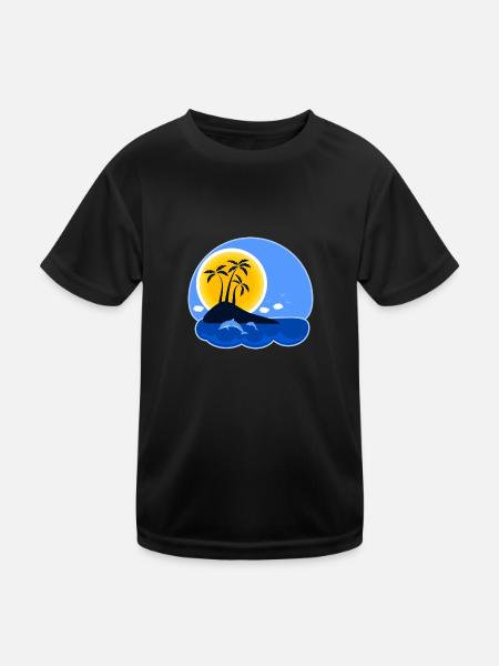 Urlaub Insel - Kinder Funktions-T-Shirt - Schwarz - Vorne