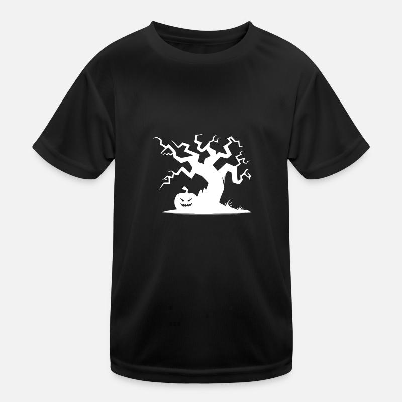 Unheimlicher Halloween Spukbaum mit Kürbis Kinder Funktions-T-Shirt