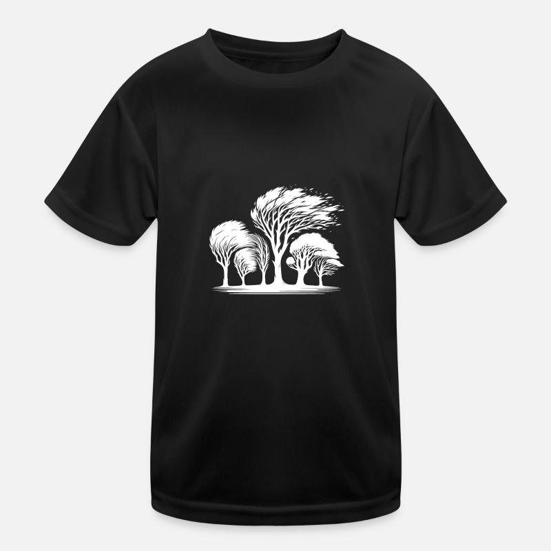 Coastal trees in a violent autumn storm Kids Functional T-Shirt