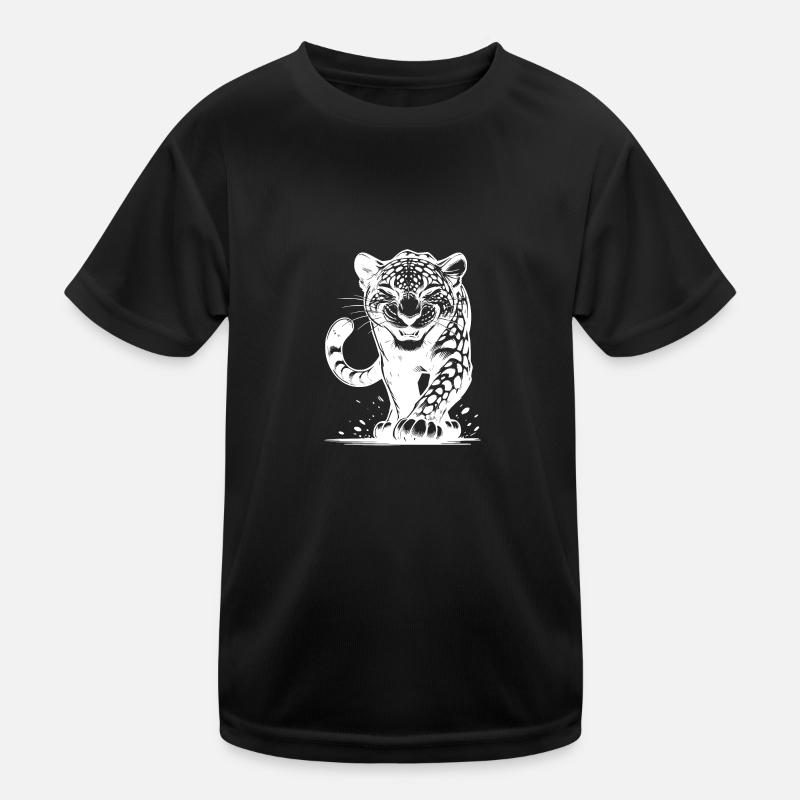 Cunning leopard hunting with spots Kids Functional T-Shirt