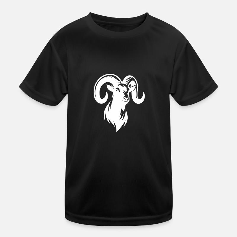 Stubborn billy goat with huge horns Kids Functional T-Shirt