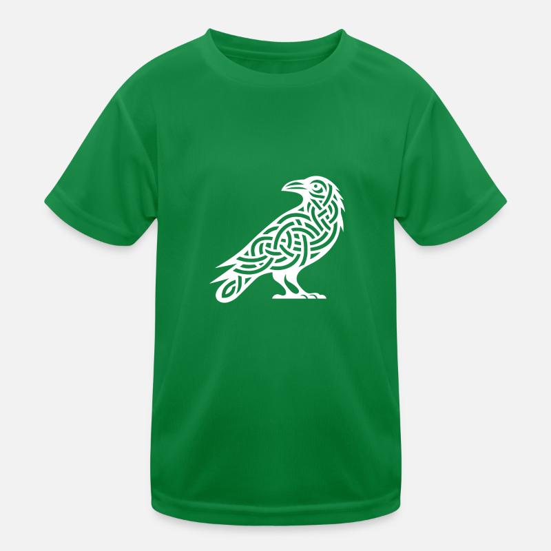 Mysterious Raven Bird in Celtic Style Kids Functional T-Shirt