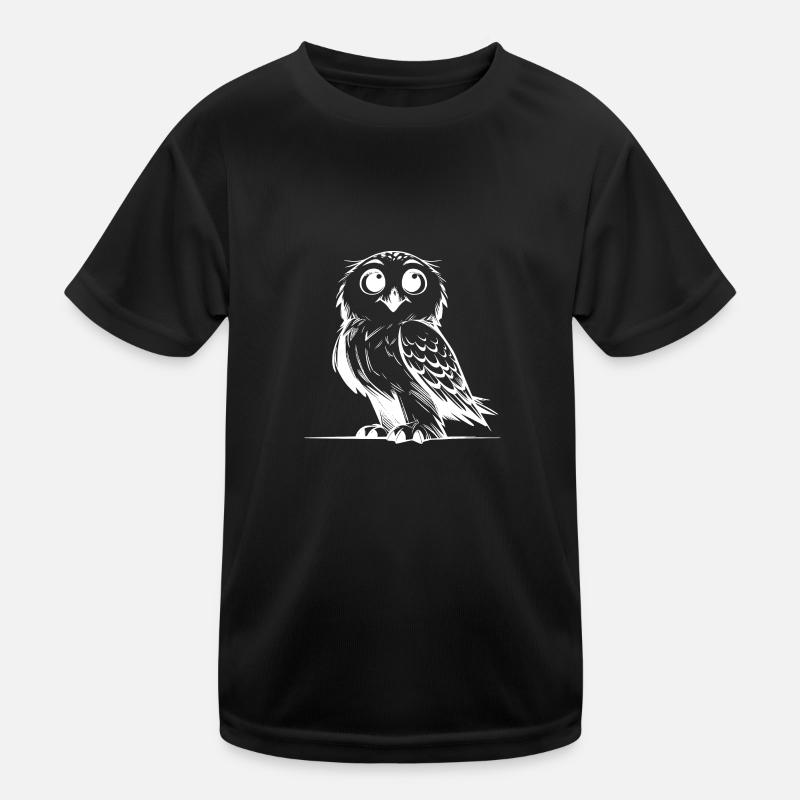 Cute Snow Owl Pencil Sketch Kids Functional T-Shirt