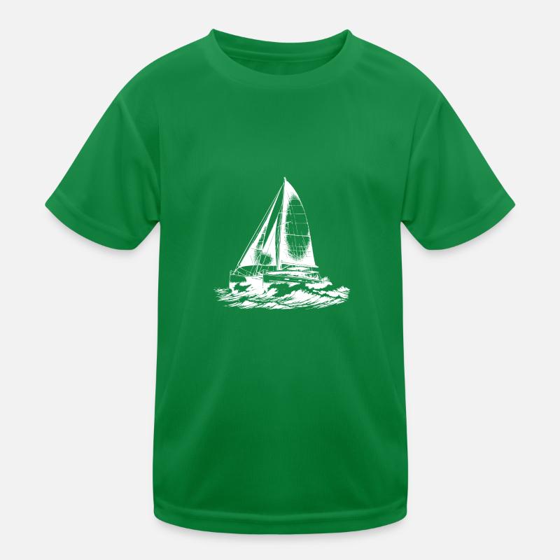 Chic catamaran in waves under sail wind Kids Functional T-Shirt