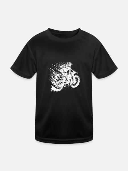 Adventure Sports Motocross Hobby Style Drawing - Kids Functional T-Shirt - black - Front