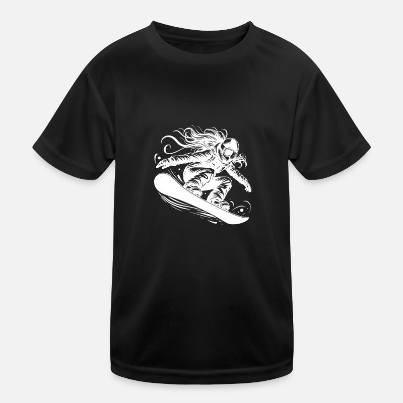 Dynamic snowboarder in action jump Kids Functional T-Shirt