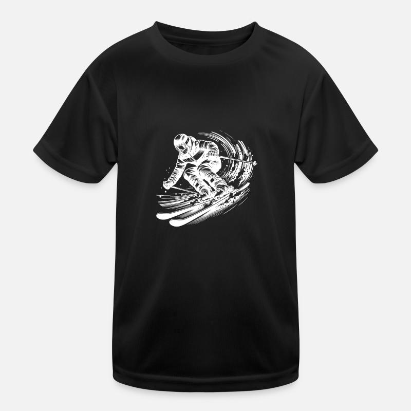 Skier avec une dynamique impressionnante dans la neige T-shirt sport Enfant