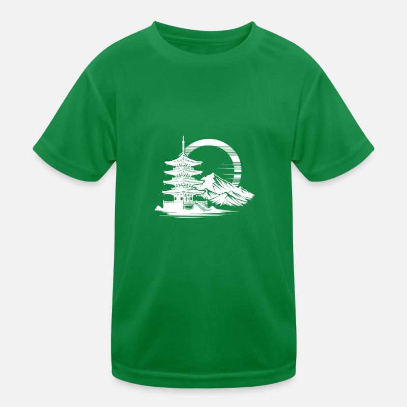 Pagode japonaise avec des montagnes en arrière-plan T-shirt sport Enfant