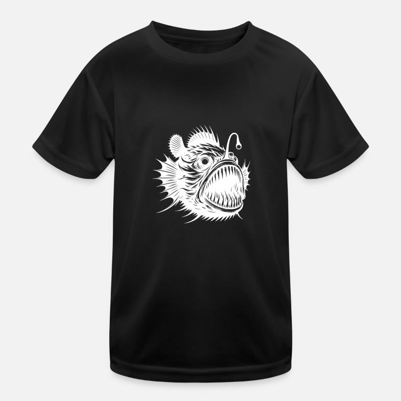 Mystischer Anglerfisch schauriger Tiefsee Jäger Kinder Funktions-T-Shirt