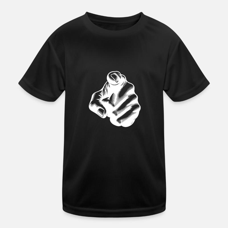 Eye-catching index finger as a hand gesture Kids Functional T-Shirt