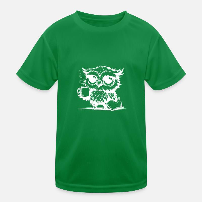 Hibou endormi déclarant que le café est un devoir T-shirt sport Enfant