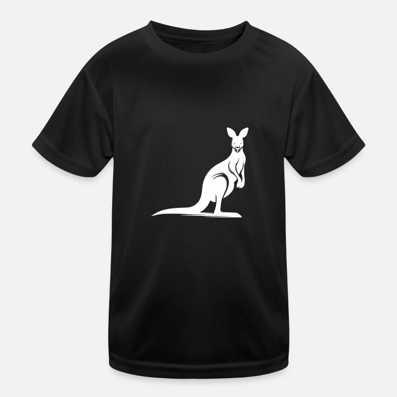 Silhouette eines anmutigen Kängurus - Kinder Funktions-T-Shirt - Schwarz
