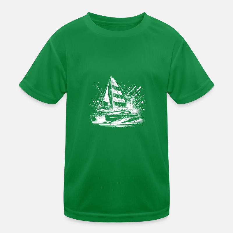 Catamaran double hull sailboat with sails Kids Functional T-Shirt