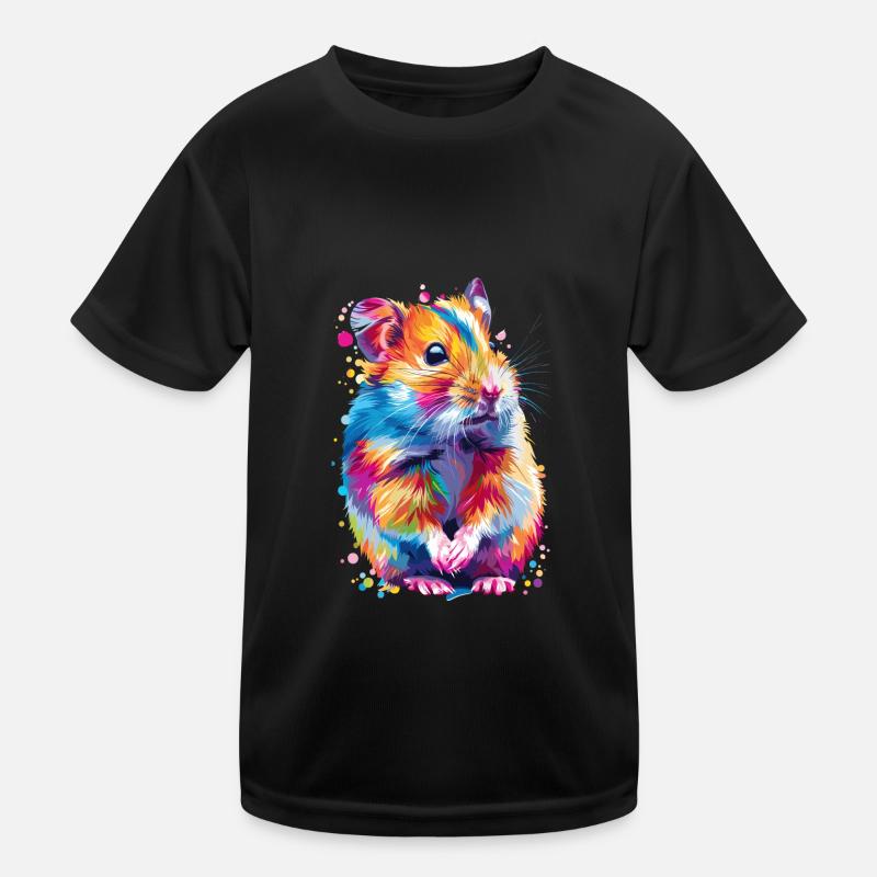 Couleurs de l’arc-en-ciel de hamster mignon - T-shirt sport Enfant - noir