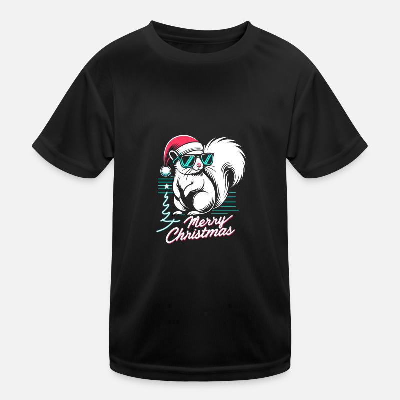 Neon Weihnachts Eichhörnchen: 90er-Jahre-Stil Kinder Funktions-T-Shirt
