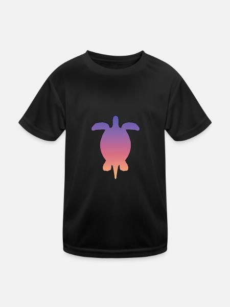 Turtle - Kinder Funktions-T-Shirt - Schwarz - Vorne